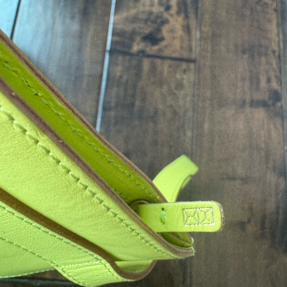 MINOR HISTORY Line Crescent Belt Bag Purse Fanny Pack Green Yellow Leather - Picture 8 of 9